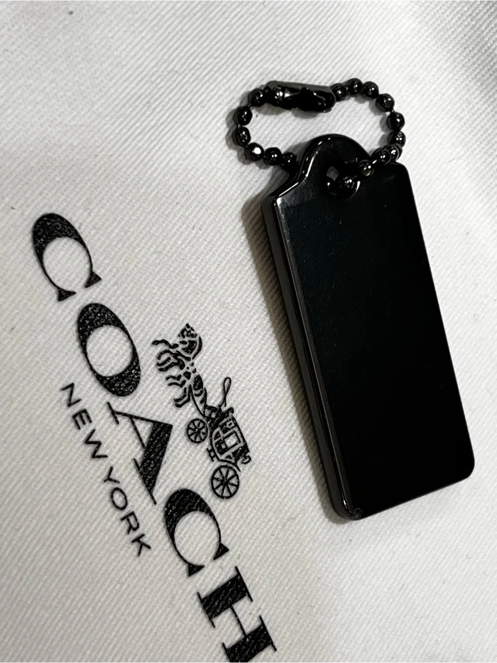 Coach black metallic Black Logo Tag Pendant - Picture 6 of 8